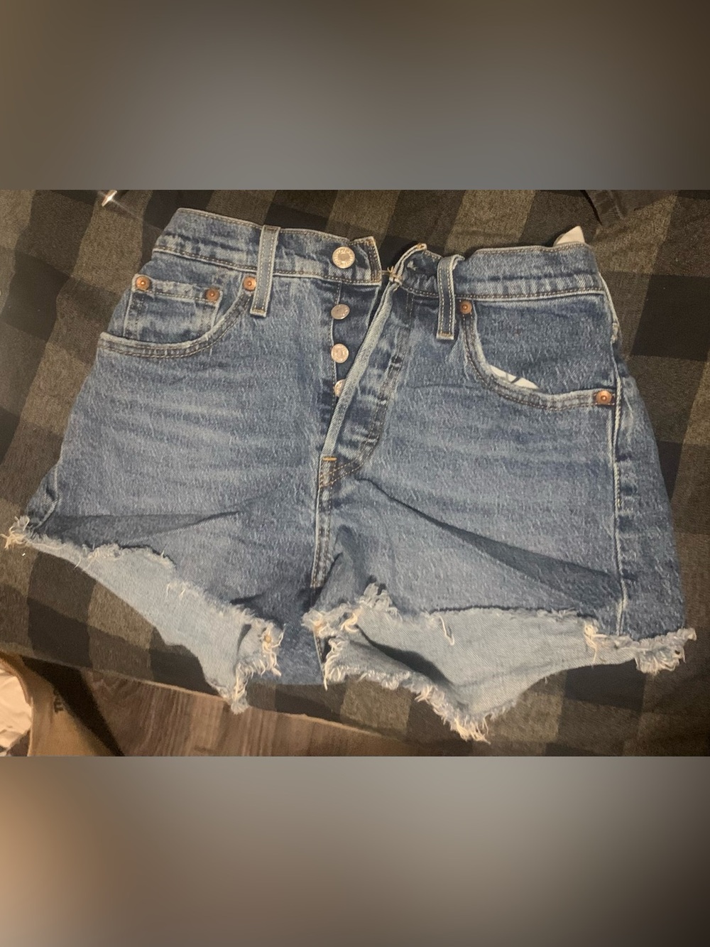 Levi’s High-Waisted Distressed Denim Button-Fly Shorts - Blue